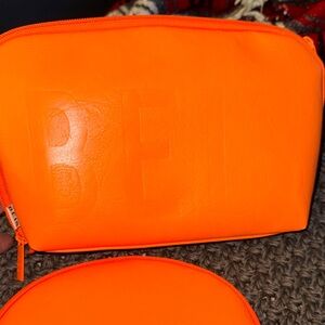 BEIS Bright Orange Cosmetic Pouch Duo